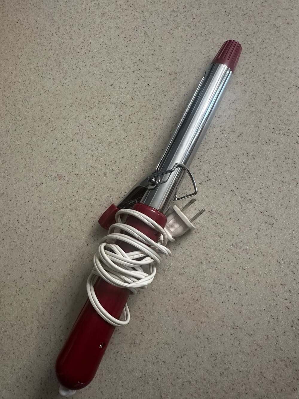 Vidal Sassoon Red Handle Chrome Barrel Curling Iron Model C87